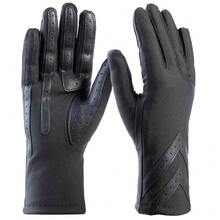Womens Spandex Touchscreen Cold Weather Gloves With Warm Fleece Lining And  Details - Charcoal-smartdri - View 1