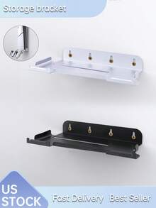 Slim Console Wall Mount - Sturdy Floating Storage Shelf With Controller Holder - Many - View 1