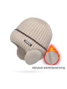 1pc Men's And Women's Outdoor Plus Velvet Thickened Knitted Hat, Winter Ear Protection Warm Hat - Multicolor - View 8