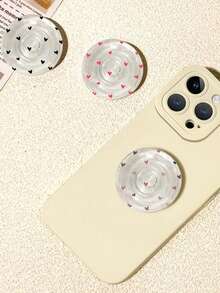 新款透明硅胶心形图案手机支架，可调节360°旋转，带伸缩功能 - 彩色 - 查看 3