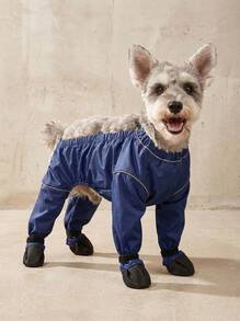 PETSIN 1pc Pet Autumn/Winter 4-Leg Shoes & Pants, Anti-Dirt & Anti-Insect Dog Clothes, Teddy/Poodle Non-Slip Reflective Apparel - Yellow - View 2