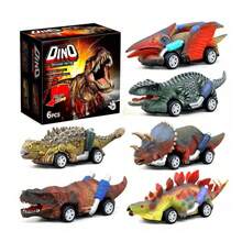 6件套无电池恐龙车玩具套装，ABS塑料材质，适合3-6岁儿童，理想的节日礼物 - 彩色 - 查看 10
