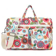Canvaslove Muti-Pockets Laptop Sleeve Case Bag,Rebound Bubble Cushioned Laptop Shoulder Bag Fits Laptop 15.6 Inch-16 Inch (Red Flower) - RedFlower(muti-pockets) - View 1