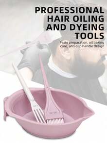 3 Peças Conjunto de Tingimento de Cabelo para Salão, Tigela Misturadora Multicolorida, Pente, Escova, Acessórios para Ferramentas de Coloração de Cabelo em Barbearia - Multicolorido - Visão 1