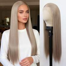 ZigZag Hair 橙色、灰色、蜜金色、棕色、红棕色长直无刘海合成假发，耐热纤维材质，适合日常和角色扮演造型 - 彩色 - 查看 6