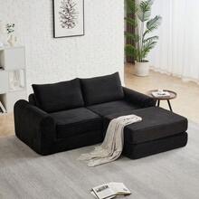 Sofa Bed Set - Black + Corduroy + 2 Seat + Modern - View 12