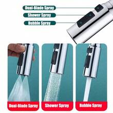 3-Mode High Pressure Kitchen Faucet Sprayer, 360° Swivel Sink Sprayer Head Attachment, Large Angle Aerator, Extendable Faucet Sprayer, Fits Most Faucets - Black - View 7