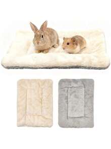PETSIN 1PC Ultra Soft Thickened Warm Rabbits Bed Mat Hamster Sleeping Pad Hamster Bed Cozy Small Pet Bedding Pet Nest Mat Suit For Small Animals In Autumn And Winter - Multicolor - View 3