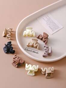 30个极简哑光棕色迷你发夹刘海发卡波浪发爪女士 - 彩色 - 查看 3