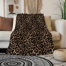 Chic Cheetah Print Throw Blanket |   Animal Spot Pattern Flannel, Soft & Cozy, Modern Sofa Accent |   For Living Room, Couch, Home Decor |   Statement Piece, Machine Washable - Multicolor - View 1