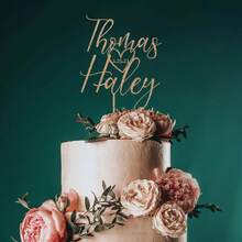 Custom Wedding Cake Topper With Heart & Date, Personalized Wood & Mirror Acrylic Cake Decoration, Custom Name Wedding Cake Topper, Anniversary Cake Topper, Bridal Shower, Engagement Party, Birthday, Cake Decor, Wedding Reception Keepsake, Unique Gift - A-heart Wedding Cake Hat - View 8