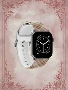 1pc Soft Elastic Breathable Plaid Replacement Watch Band Strap, Compatible With Samsung, Garmin, Honor Smartwatches, 38mm 40mm 41mm 42mm 46mm 45mm 44mm 49mm, Fashionable Casual Silicone Watch Band Compatible With Apple Watch Ultra Series SE/11/10/9/8/7/6/5/4/3/2/1 - Multicolor - View 3