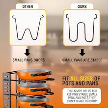 Aimall Multi Layer Storage Rack For Pots, Kitchen Pot Lid Rack, Adjustable Pot Rack, Storage Rack, Vertical Multifunctional Countertop Storage Rack - Black - View 7