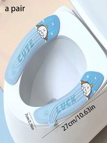 一对创意卡通马桶垫套，四季皆宜，防水，可爱，粘性马桶垫套 - 彩色 - 查看 12
