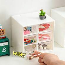 1pc Large Capacity Multi-Function Transparent Plastic Desktop Storage Box With Drawers, Suitable For Office, Cosmetics And Bathroom Supplies,Room Decor - Multicolor - View 4