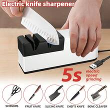 Portable Electric Knife Sharpener For Home Portable Kitchen Automatic Sharpening Knife Scissors Multi Functional Small Sharpening Machine USB Power Supply - White - View 10
