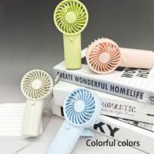1 pieza Mini ventilador de mano con correa para la muñeca, 1 ajuste de velocidad del viento, requiere baterías AAA (no incluidas) - Multicolor - Ver 17