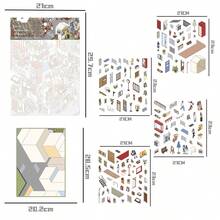 1pc Cartoon Large Street Scene Sticker 3D Miniature World Stress Relief DIY Scenery Scrapbooking - Multicolor - View 5