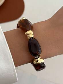 3pcs/Set Bohemian Geometric Irregular CCB Bead Resin Tie Dye Bracelet Set, Elegant Luxury Everyday Casual Party Jewelry Gift For Women - Bracelet - View 6