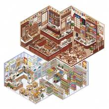 Creative Convenience Store Series Miniature Landscape Sticker PET Cartoon 3D Landscape Sticker Gift DIY Cabin Scene Sticker - Multicolor - View 3