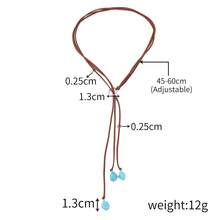 1PC Bohemian Vintage Turquoise Stone Pendant Necklace Women Fashion Long Sweater Chain Daily Wear Festival Gifts - Phong cách 2 - Xem 3