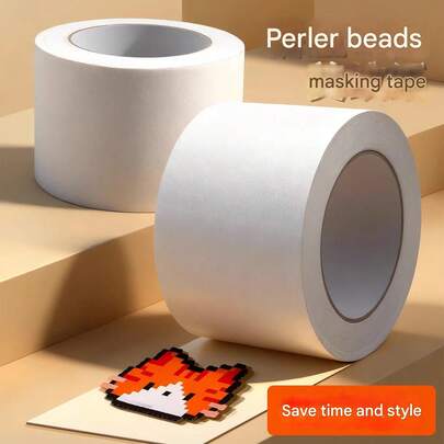 50米卷装超宽加厚美纹纸胶带，适用于拼豆，拼豆托盘配件工具，大面积熨烫纸防移位白色美纹纸胶带