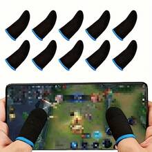 10pcs Of Seamless, Sweat-Proof, Breathable Gaming Finger Cots (Including Thumb Protector) - Multicolor - View 1