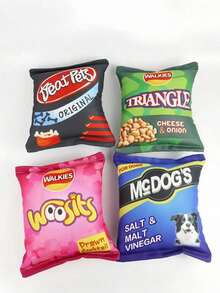 Interactive Squeaky Dog/Cat Plush Doll, Pet Chew Doll, Plush Potato Chip Shaped Noise Plush Doll For Medium & Small Dogs, Entertaining & Chewing Relief, Washable, Relieve Puppy Separation Anxiety, Training Reward & Companion, Pet Party Essential, Pet Supplies, Pet Toys, Pet Plush Toys (Random Delivery) - Multicolor - View 2