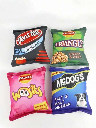 Interactive Squeaky Dog/Cat Plush Doll, Pet Chew Doll, Plush Potato Chip Shaped Noise Plush Doll For Medium & Small Dogs, Entertaining & Chewing Relief, Washable, Relieve Puppy Separation Anxiety, Training Reward & Companion, Pet Party Essential, Pet Supplies, Pet Toys, Pet Plush Toys (Random Delivery)