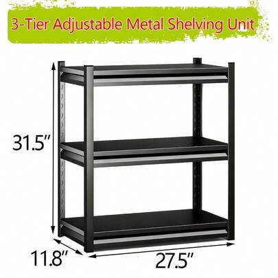 Estantería de almacén, 160 cm de alto * 80 cm de ancho * 35 cm de profundidad, unidad de estantería de acero reforzado resistente de 1134 kg, estantería de garaje ajustable, unidad de estantería negra, adecuada para sótanos, almacenes, supermercados y estanterías industriales de metro, estantes de servicio