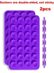 1pc/2pcs Upgraded Thicker & More Silicone Suction Cup Phone Holder, 13 Color Options, Difference Only In Color/Quantity, Portable Movable Square Double-Sided Phone Stand - Multicolor - View 14