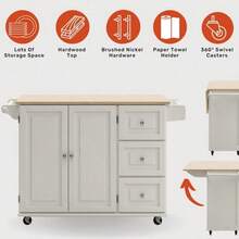 Carrito Auxiliar De Almacenamiento Cocina Carrito Organizador Con Ruedas - Blanco - Ver 7