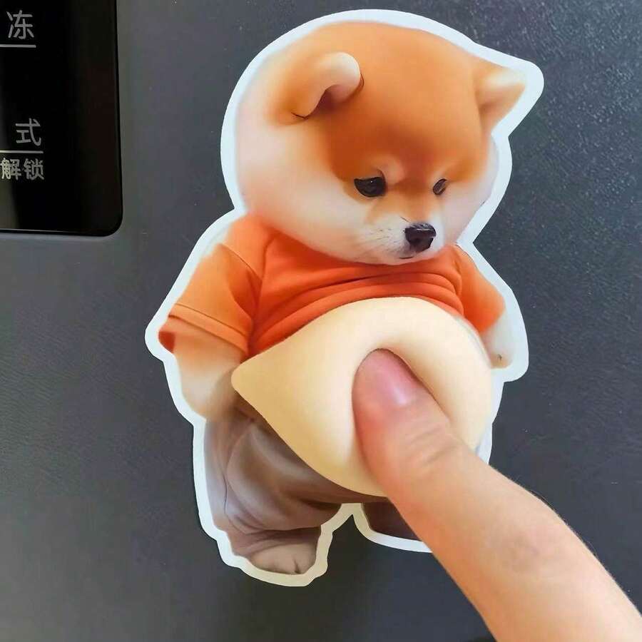 1张/2张可爱3D贴纸 DIY小狗肚子贴纸,大肚子狗狗贴纸,适用于手机、冰箱装饰 - 彩色 - 查看 1