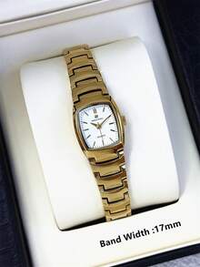 Pablo Raez 1pc 18K Gold Ladies Watch Golden Jewelry Women Dress Wristwatches Luxury Stainless Steel Original Charming Metal Steel Bracelet - one-size - View 5