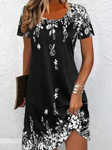 Đầm nữ nhẹ nhàng, thanh lịch, kiểu dáng thường ngày, thích hợp cho kỳ nghỉ, đi chơi, ở nhà, du lịch và công sở, lựa chọn ưa thích cho mùa xuân/hè. Màu đen - màu đen - Xem 4