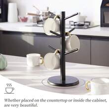 Bamboo Mug Tree For Counter, 6 Hooks Detachable Coffee Mug Holder, Decorative Mug Racks For Coffee Bar Organizer - 彩色 - 查看 8