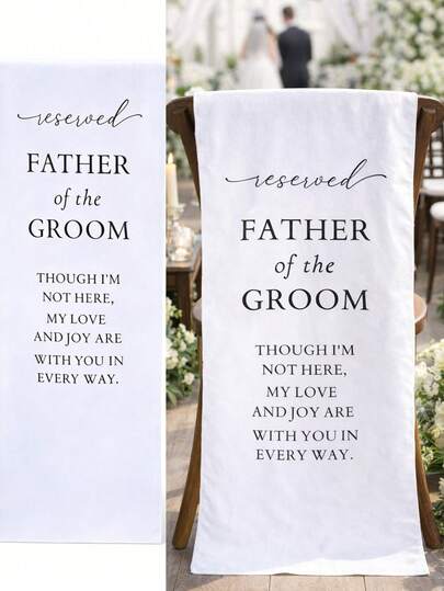 Cartel conmemorativo de la boda del padre del novio, señal reservada para la boda, en recuerdo cariñoso de los padres, amor desde el cielo, señal de asiento reservado, decoraciones de boda, regalo de condolencia por la pérdida de asiento, bandera de la fiesta de boda, suministros de fiesta de boda, recuerdos, suministros para fiestas