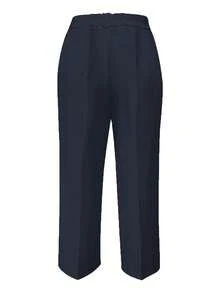 Plus Size Women's Solid Color Button Pocket Office Pants Spring - Navy Blue - View 3