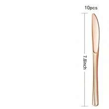 5/10pcs Rose Gold Colored Party Tableware Set, Gold Cutlery, Gold Knife Fork Spoon Cutlery Set Suitable For Gatherings, Weddings, Birthdays, Parties, Outdoor Events - Tableware - View 12