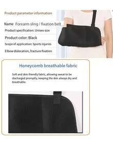 1 pieza Cabestrillo para el brazo, Soporte para el brazo, Cabestrillo para el antebrazo, Protector para el brazo, Correa de fijación para el brazo, Equipo de emergencia para deportes al aire libre, Correa de fijación ajustable para el brazo, Adecuado para lesiones de muñeca o brazo, Dislocación de articulaciones, Para fijar y apoyar el brazo, Tela transpirable, Utilizable para el brazo izquierdo o derecho, Correa para el hombro ajustable - negro - Ver 6