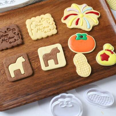 Comfortable Chinese New Year Baking Tools - Cute Horse, Persimmon Lucky Bag Cookie Molds, Cookie Cutters, Baking Molds, Reusable Cutters, Plastic, DIY Baking Tools