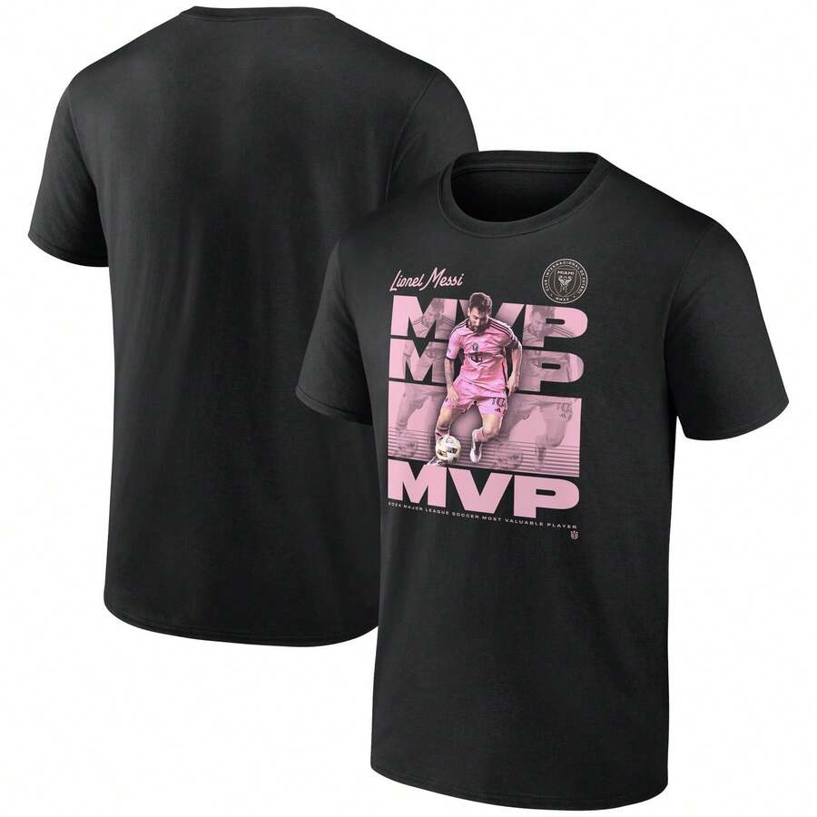 Men's Lionels Messis Black Inters Miamis CF 2024 MLS League MVP T-Shirt. - 黑色 - 查看 1