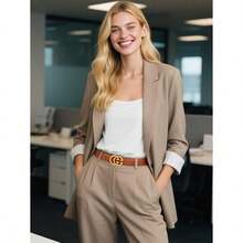 1pc Ladies' Cowhide Belt, All-Match Ornamental Waistband, Suitable For Business And Casual Outfits, Simple Design With High-End Vibe - Multicolor - View 5