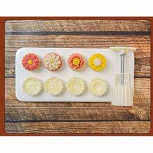 1套DIY月饼模具塑料手动压模糕点模具手动压绿豆糕模型糕点压花制作厨房烘焙工具 - 彩色 - 查看 8