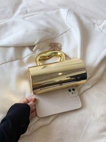 Solid Color Acrylic Box Bag, New Fashion Personalized Handle Handbag, Cylinder Shaped Chain Shoulder Crossbody Bag, Phone & Coin Purse, Suitable For Work, Commute, Date, Shopping, Travel, Romantic Valentine's Gift For Couples - Vàng - Xem 8