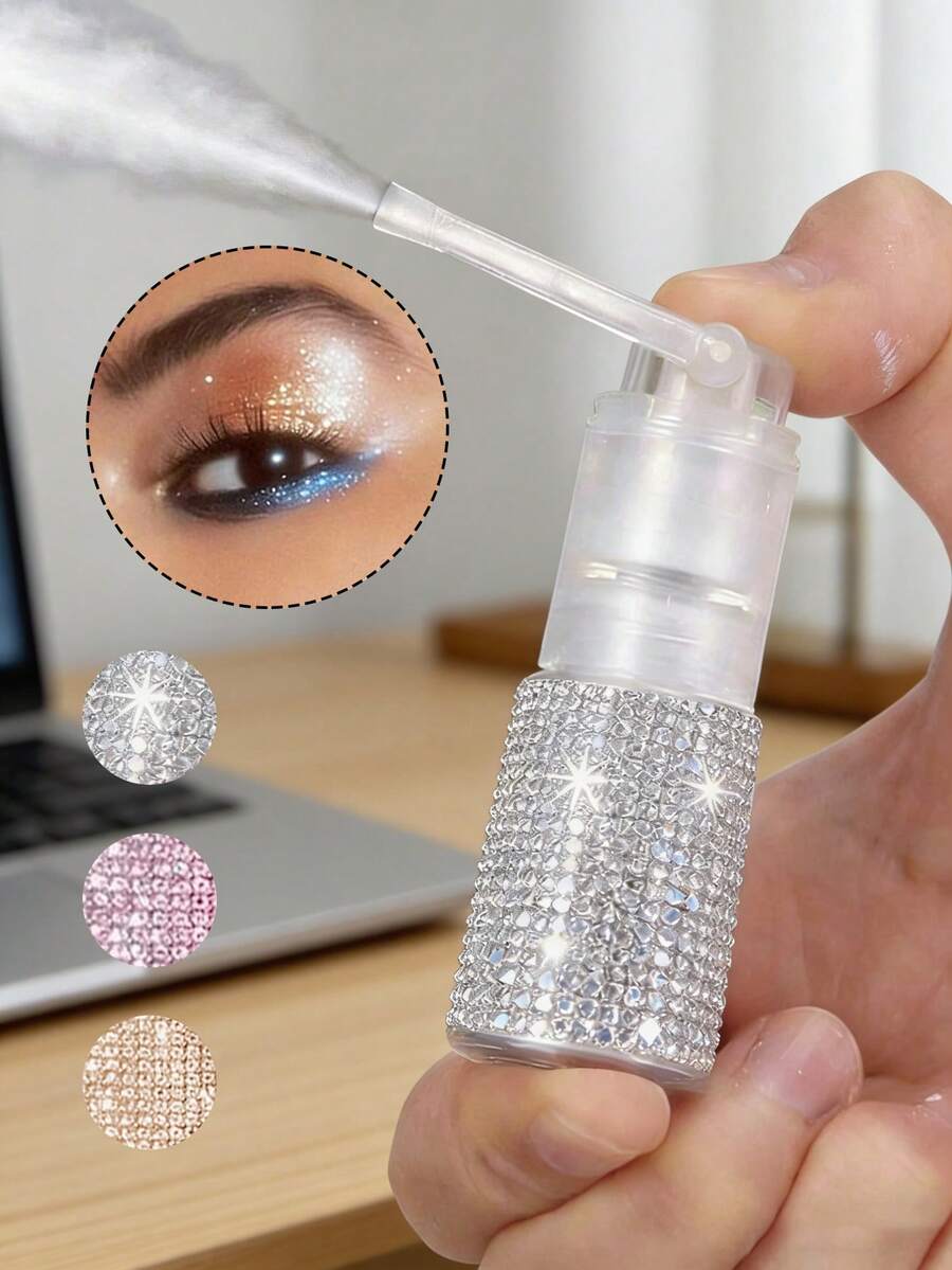 Shining Rhinestone Refillable Powder Spray Bottle, Talcum Powder Spray Bottle, Makeup Loose Powder Dispenser, Nail Glitter Powder Spray Bottle, Bathroom, Travel - Multicolor - View 1