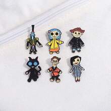 6pcs/Set Kawaii Cartoon Character Family Metal Badge Brooch Decor Dress Accessories Pin For Clothes Bag Charm School Office Accessories Shirts Jacket Jewelry Christmas Halloween Clothes Pin Funny Cute Teacher Gifts - 彩色 - 查看 4