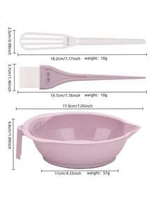 3 Peças Conjunto de Tingimento de Cabelo para Salão, Tigela Misturadora Multicolorida, Pente, Escova, Acessórios para Ferramentas de Coloração de Cabelo em Barbearia - Multicolorido - Visão 7