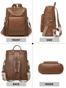 Vintage Style Large Capacity Women's Backpack, Suitable For Work Commute, Travel, Shopping, Gift - Multicolor - View 4