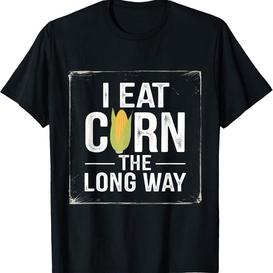 Camiseta de aeropuerto para hombre con la frase "Como maíz por el camino largo" - Negro 4 - Ver 1